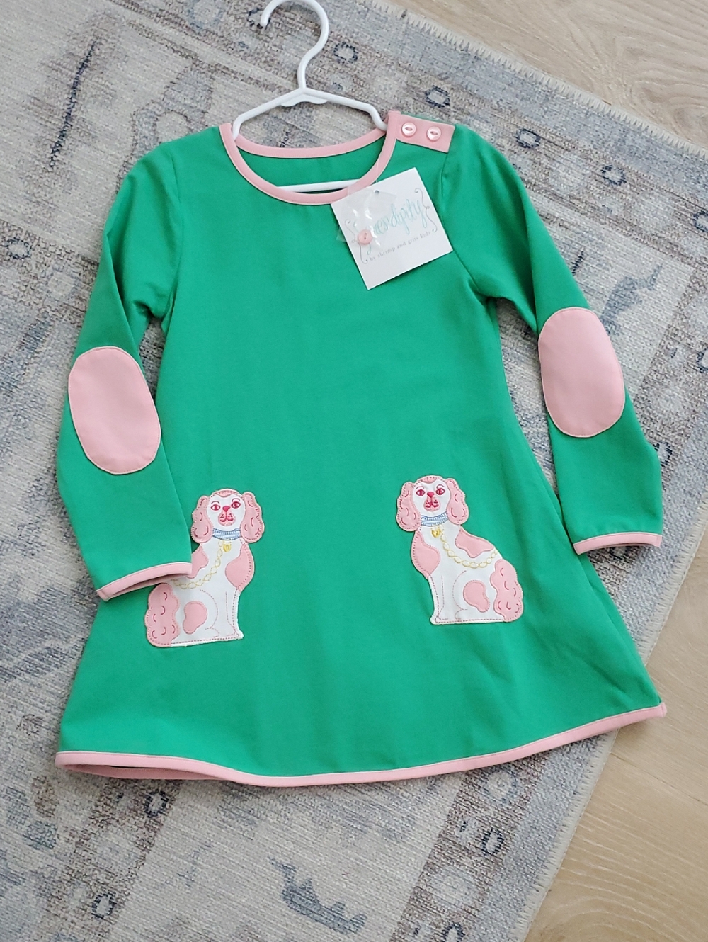 NWT Serendipity Shrimp And Grits Kids Girls Staffordshire Dogs Dress Sz4-5T